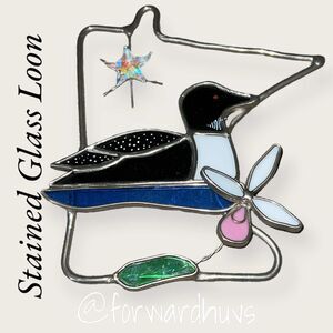 Minnesota Loon Stained Glass Window Hanging